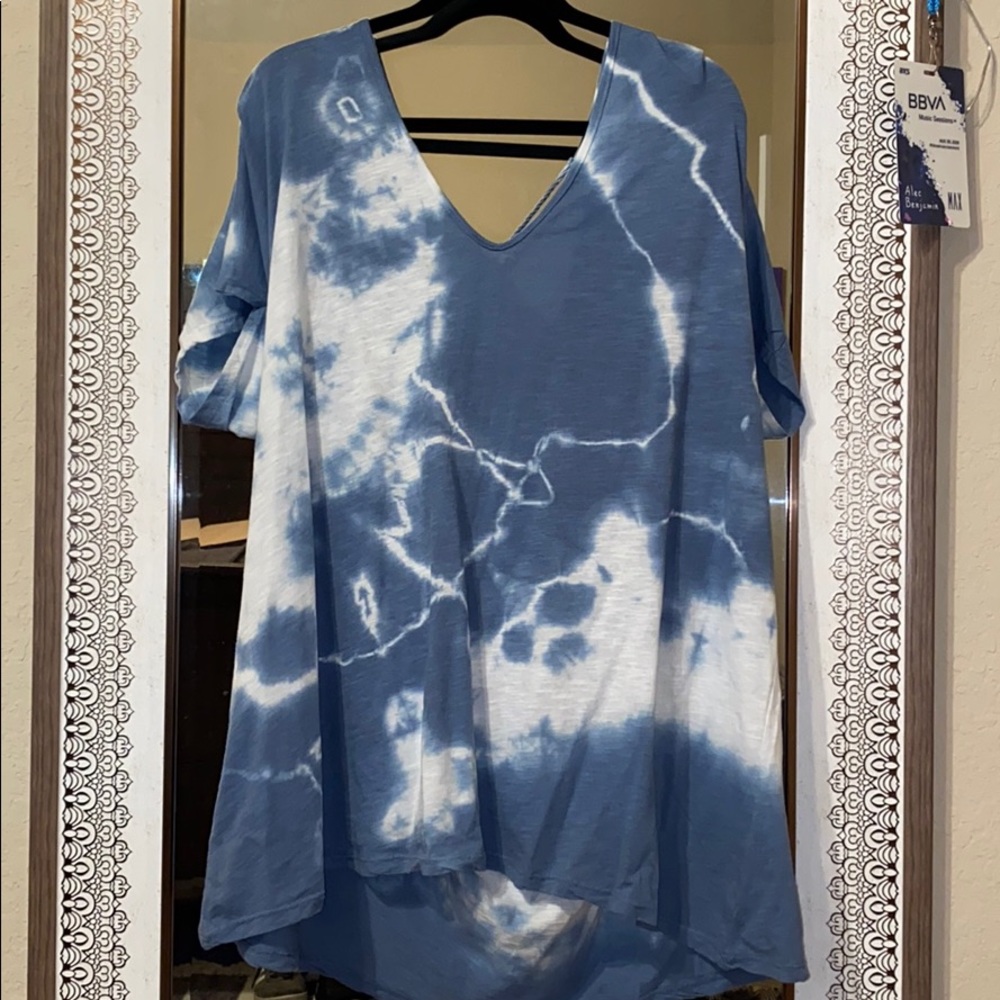 Blue and white tie dye t-shirt dress